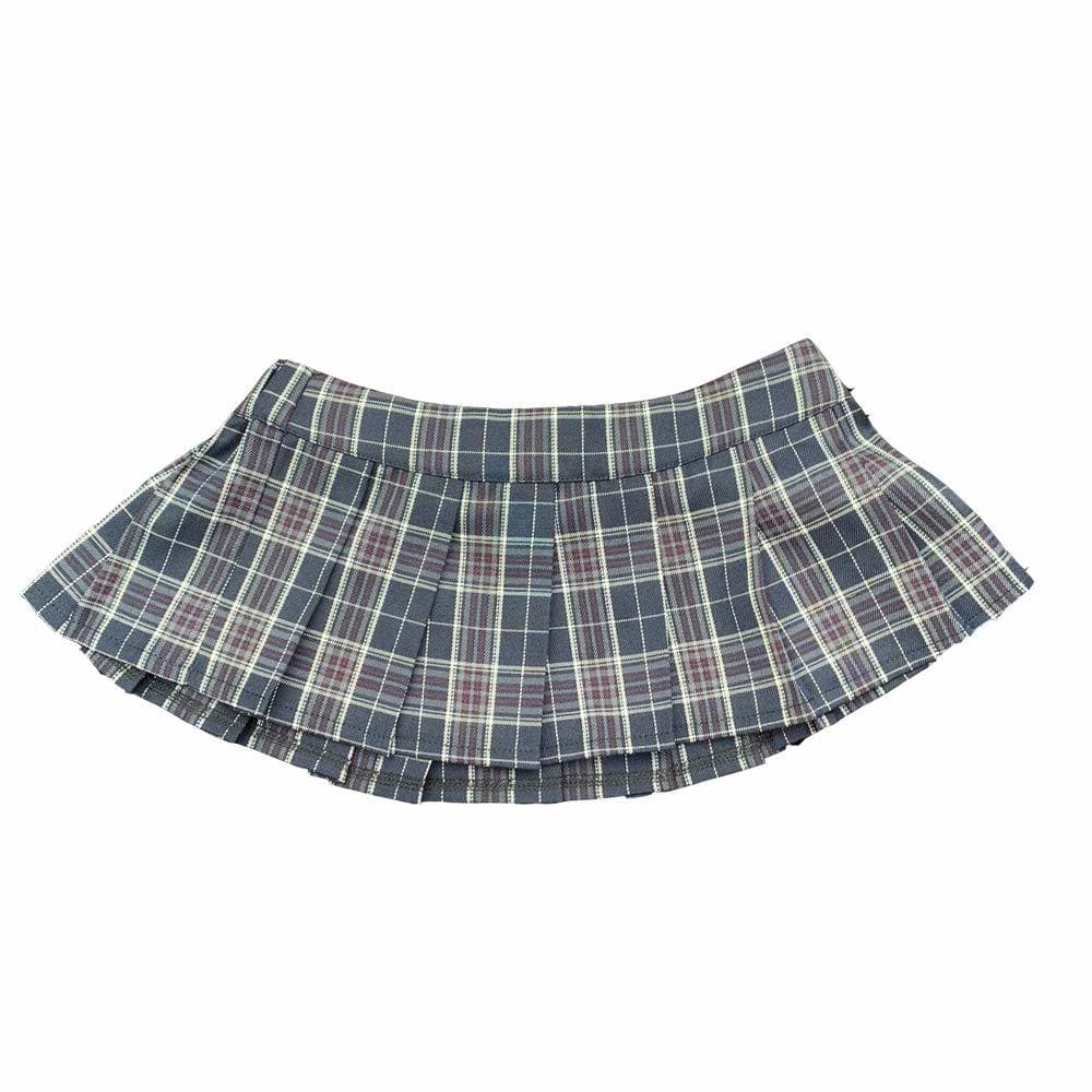 Sexy Plaid Pleated Micro Skirt - Ghoul RIP