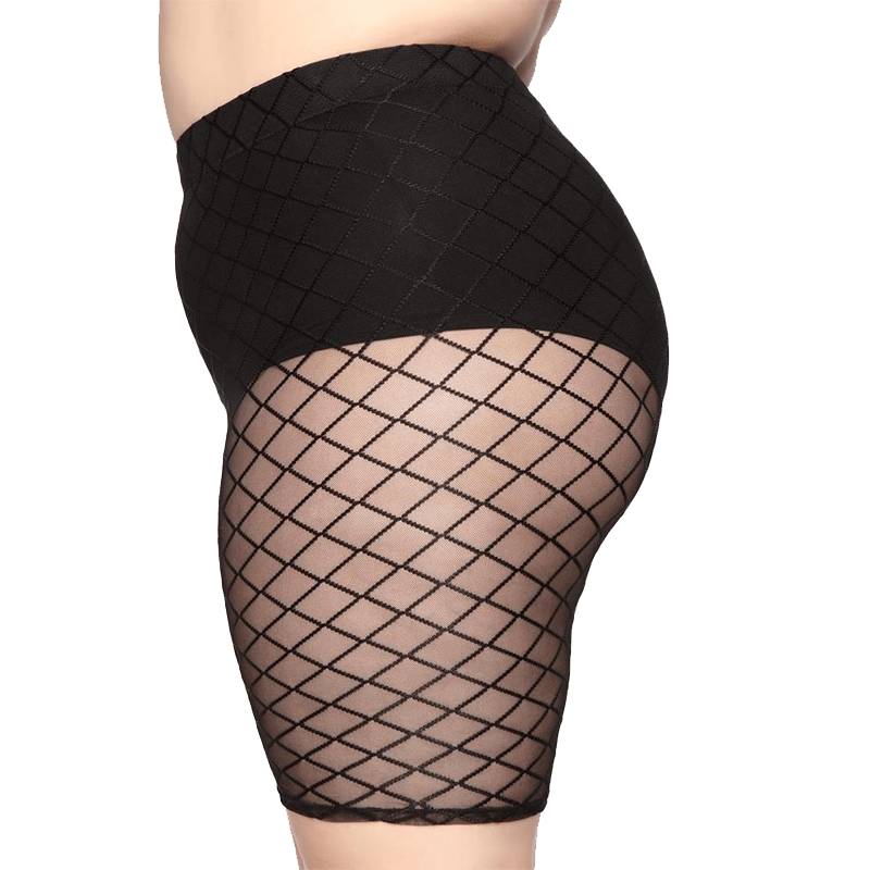 Sheer Fishnet Biker Shorts - Ghoul RIP