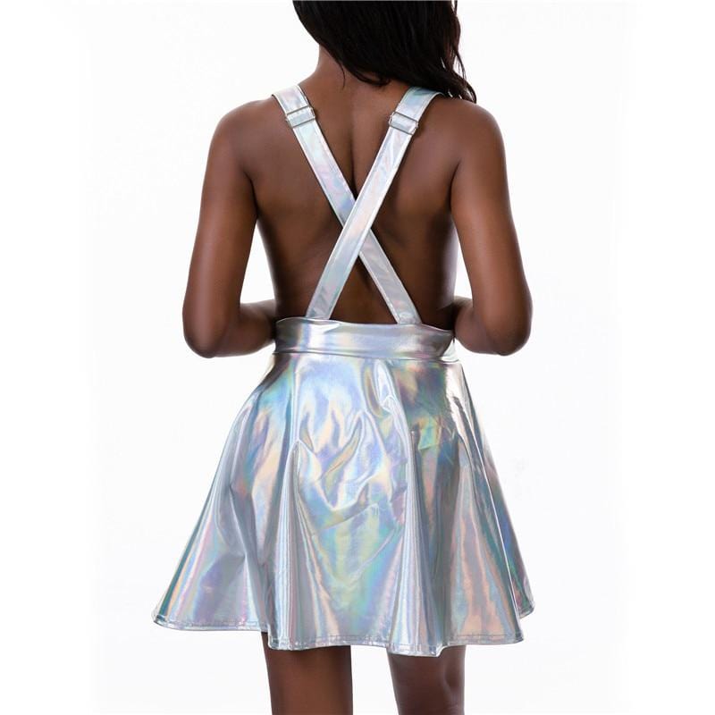 Shiny Festival Apron Dress With Suspenders - Ghoul RIP