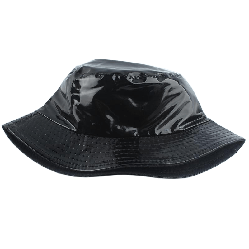 Shiny Wet Look Bucket Hat - Ghoul RIP