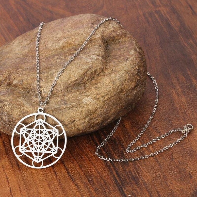 Silver Metatron's Cube Pendant Chain Necklace - Ghoul RIP