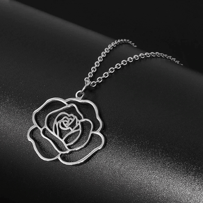 Silver Rose Pendant Chain Necklace - Ghoul RIP
