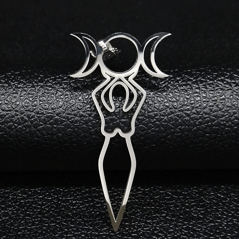 Silver Triple Goddess Silhouette Pendant Necklace - Ghoul RIP