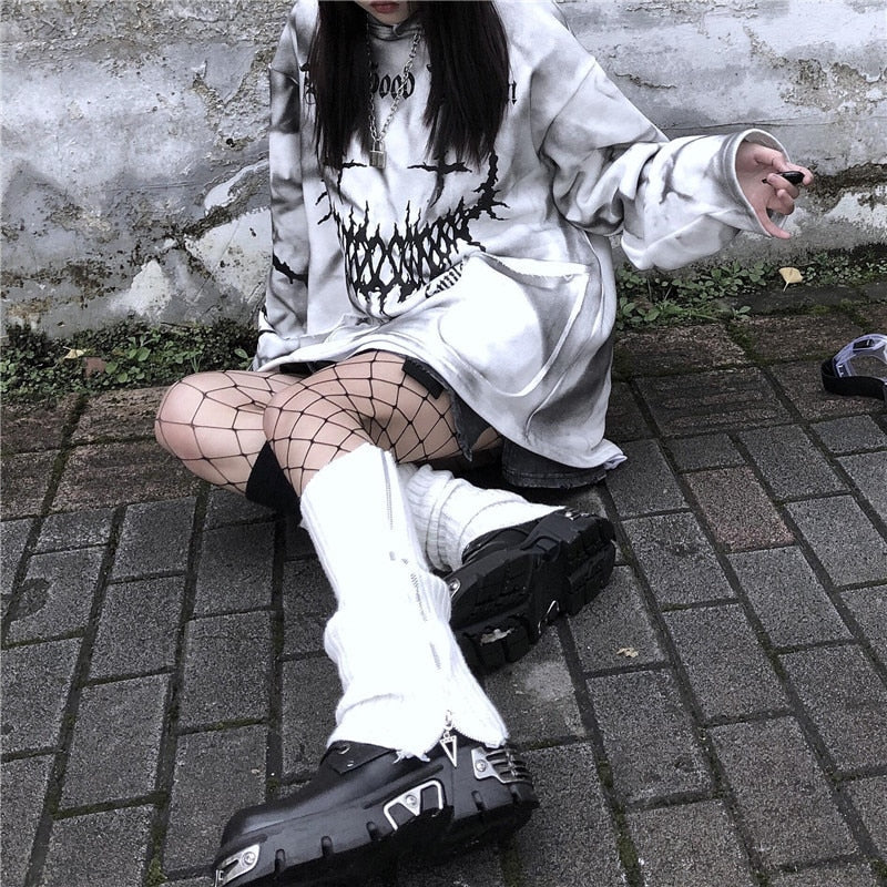 The Devil's Smile Creepy Oversized Hoodie - Ghoul RIP