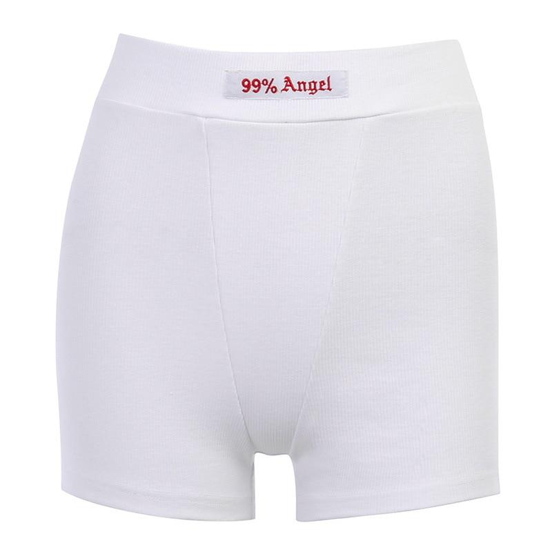 White Rib Knit '99% Angel' Shorts - Ghoul RIP
