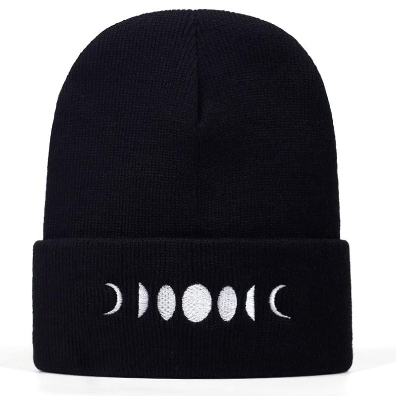Witchy Moon Cycle Embroidered Beanie - Ghoul RIP