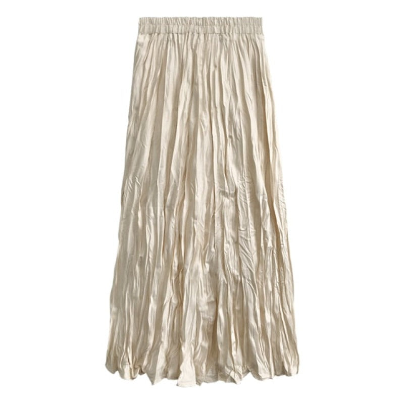 Wrinkle Effect Maxi Skirt With Elastic Waist - Ghoul RIP