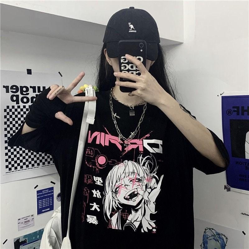 Y2K Cyberpunk Anime Girl Graphic Tee